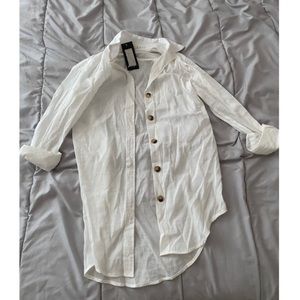 White Linen Button Up Shirt